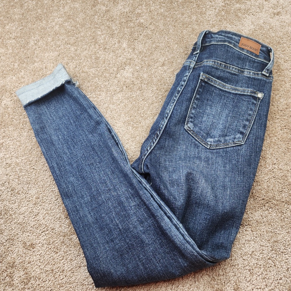 Judy Blue Kids Dark Wash Distressed Skinny Fit High Rise Jeans DK Size 1/25
